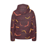 Boomerang Australian aboriginal ornament circle bl Kids' Boys' Girls' Padded Hooded Jacket