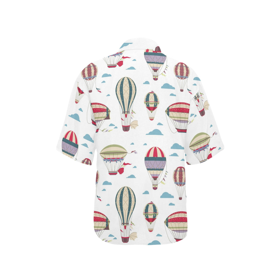 Hot air balloon pattern Women's All Over Print Hawaiian Shirt