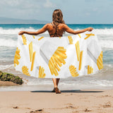 French fries white paper box pattern Beach Towel