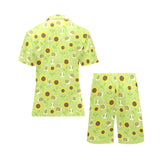 Snail Pattern Print Design 01 Men's V-Neck Short Pajama Set