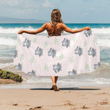 cute raccoons leaves pattern Beach Towel
