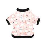 Cute snowman christmas tree snowpink background All Over Print Pet Dog Round Neck Fuzzy Shirt