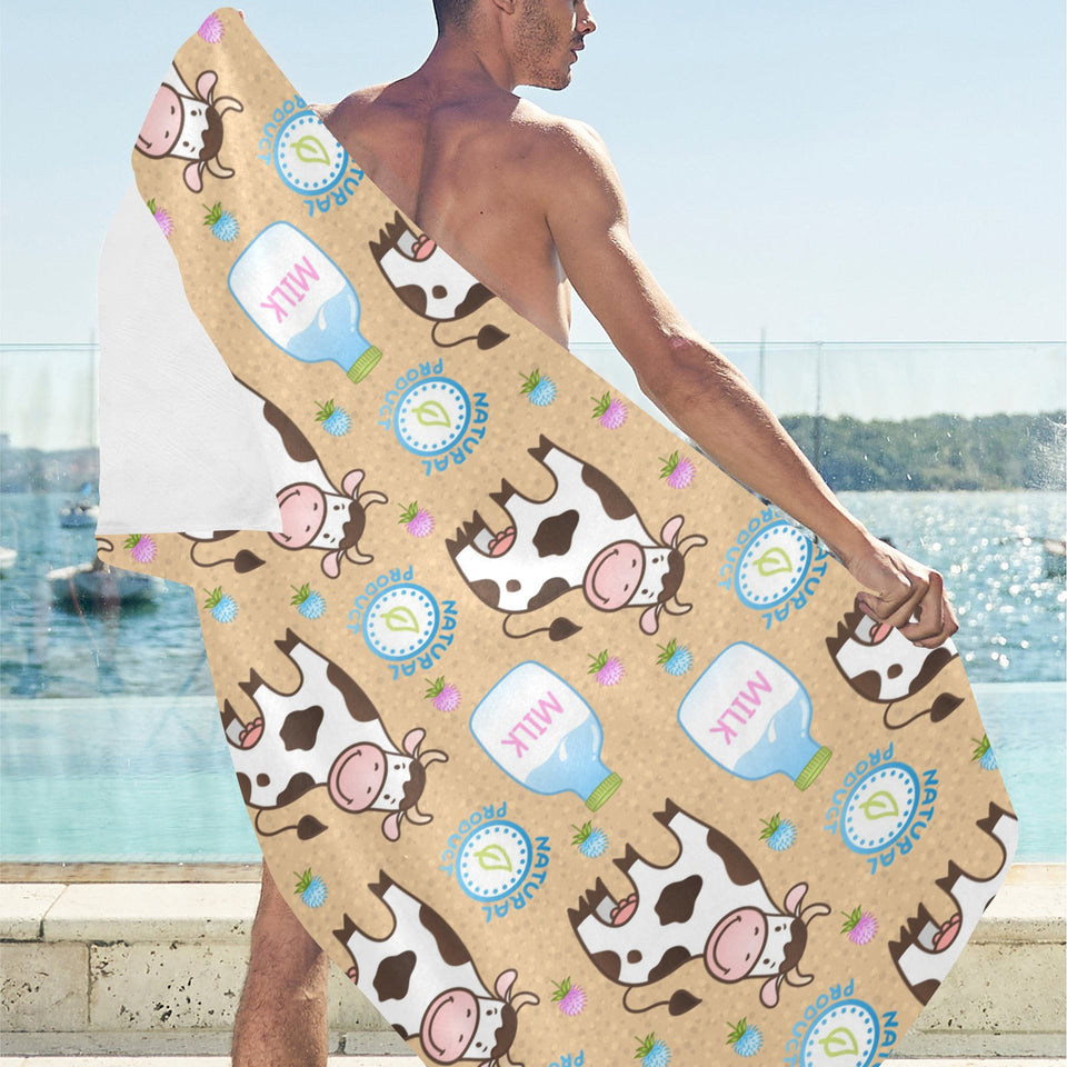 Cow bottle of milk pattern Beach Towel