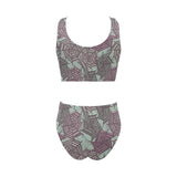 Spider web cobweb design color pattern Chest Bowknot High Waisted Bikini Swimsuit