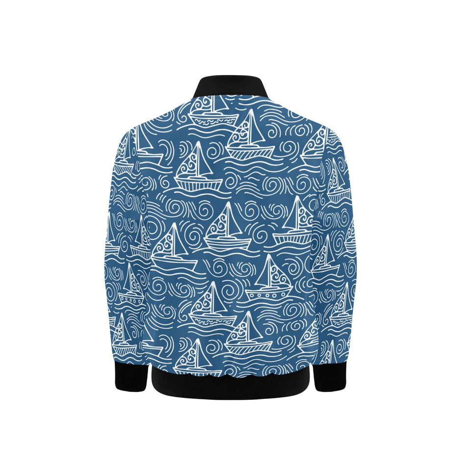 Hand drawn sailboat pattern Kids' Boys' Girls' Bomber Jacket