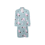 poodle dog pattern Men's Long Sleeve Belted Night Robe
