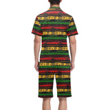 Canabis Marijuana Weed Pattern Print Design 04 Men's V-Neck Short Pajama Set
