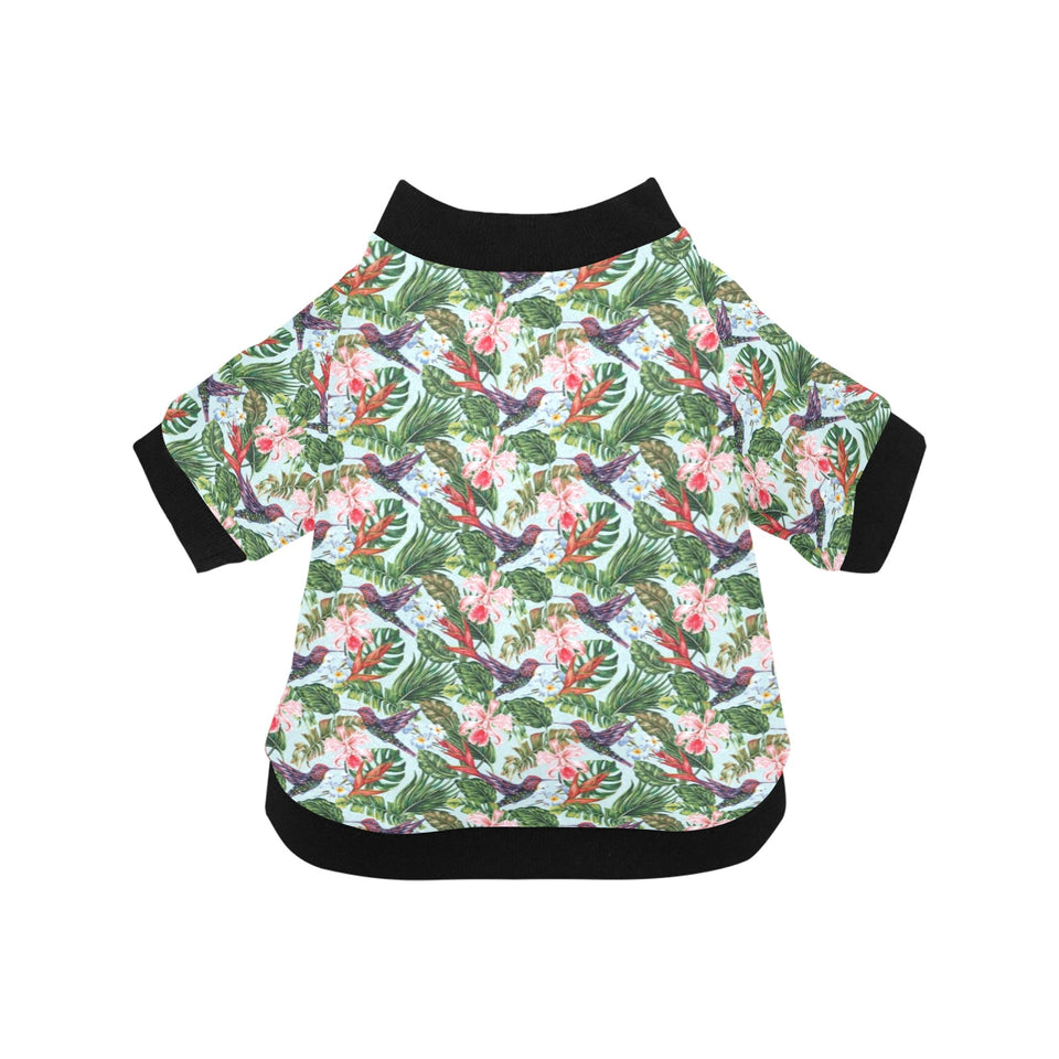 Hummingbird Pattern Print Design 05 All Over Print Pet Dog Round Neck Fuzzy Shirt