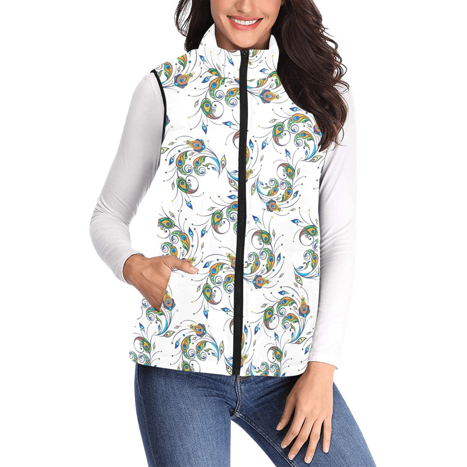 Peacock feather pattern Women's Padded Vest
