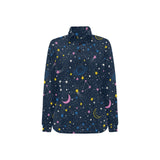 space pattern with planets, comets, constellations Women's Long Sleeve Polo Shirt
