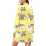 Cute Hamster pattern Women's Long Sleeve Belted Night Robe