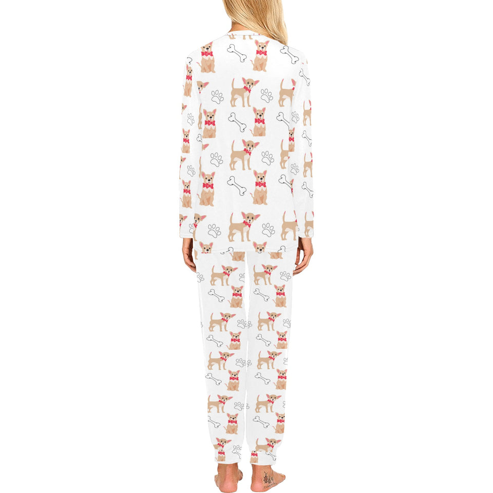 Chihuahua bone paw pattern Women's All Over Print Pajama Set