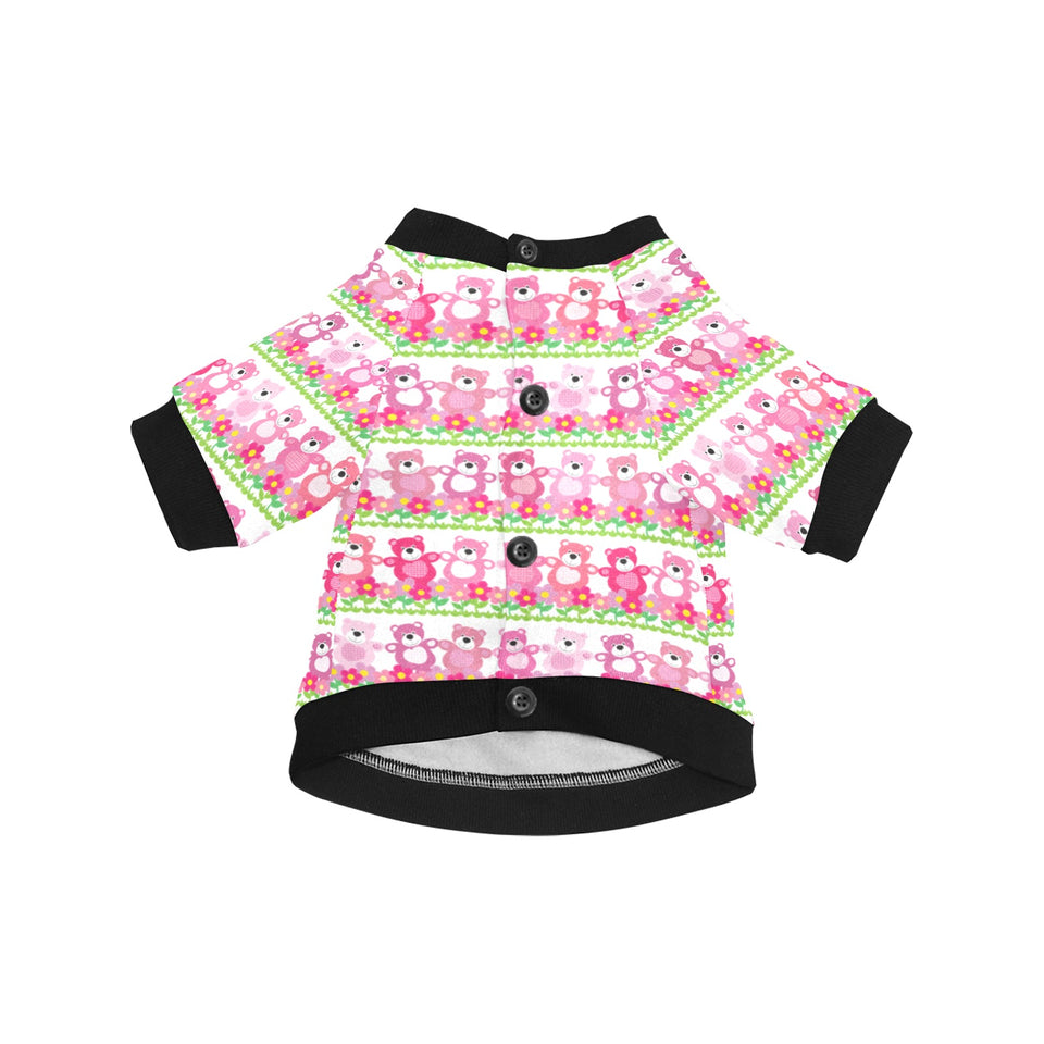 Teddy Bear Pattern Print Design 04 All Over Print Pet Dog Round Neck Fuzzy Shirt