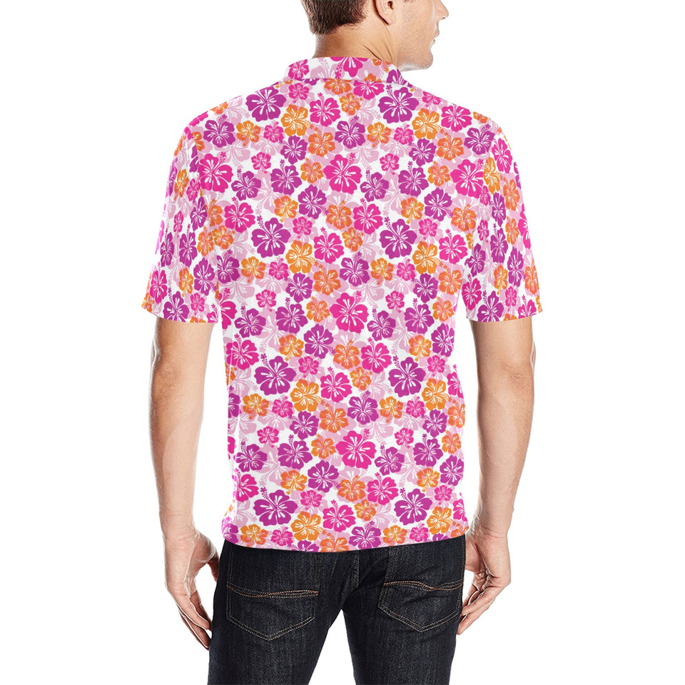 Hibiscus Pattern Print Design 01 Men's All Over Print Polo Shirt