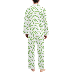 Green Peas Pattern Print Design 04 Men's Long Pajama Set