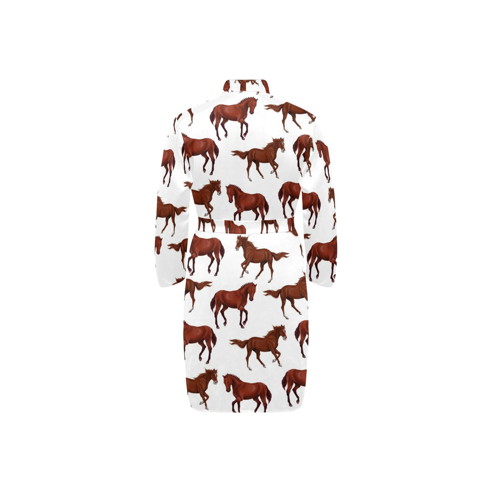 Horses running pattern background Men's Long Sleeve Belted Night Robe