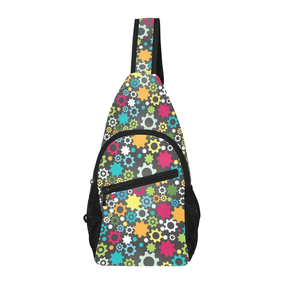 Gear Pattern Print Design 03 All Over Print Chest Bag