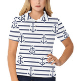 Anchor rope nautical pattern Women's All Over Print Polo Shirt