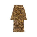 cacao beans tribal polynesian pattern background Blanket Robe with Sleeves