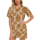 Cookie pattern Women's V-Neck Short Pajama Set