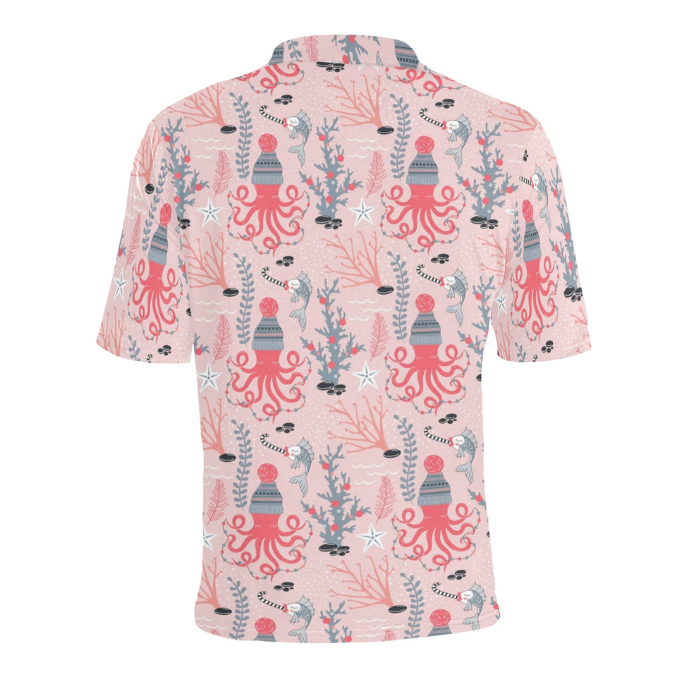 Octopus winter hat garland Fish candy Seaweed Cora Men's All Over Print Polo Shirt