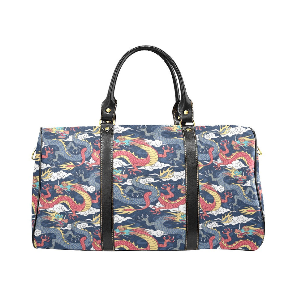 Blue red dragon cloud pattern Travel Bag