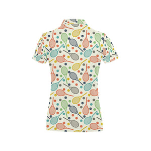 Tennis Pattern Print Design 03 Women's All Over Print Polo Shirt
