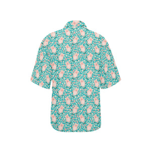 Pig Pattern Print Design 01 Women's All Over Print Hawaiian Shirt