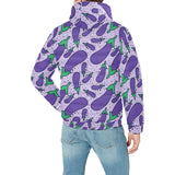 Eggplant Pattern Print Design 03 Men's Padded Hooded Jacket