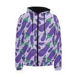 Eggplant Pattern Print Design 03 Men's Padded Hooded Jacket