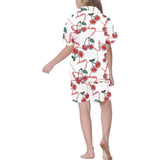 Hand drawn cherry pattern Kids' Boys' Girls' V-Neck Short Pajama Set