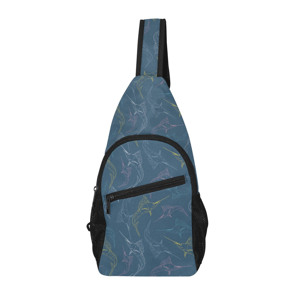 Swordfish Pattern Print Design 02 All Over Print Chest Bag