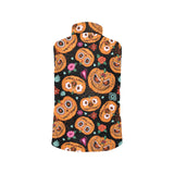 Pumpkin flowers spiderweb Halloween theme Women's Padded Vest
