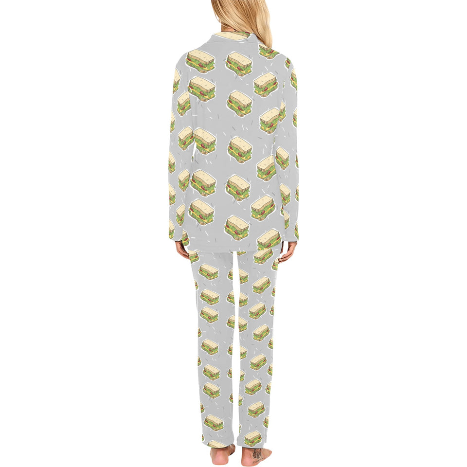 Sandwich Pattern Print Design 05 Women's Long Pajama Set