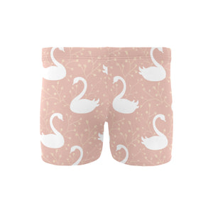 Swan flower light pink background Men's Swimming Trunks