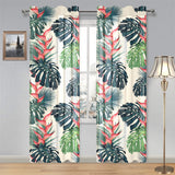 heliconia flowers, palm and monstera leaves Gauze Curtain