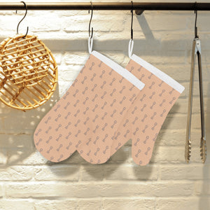 Engine Piston Cream Background Pattern Design 04 Heat Resistant Oven Mitts