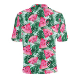 Watermelons tropical palm leaves pattern Men's All Over Print Polo Shirt