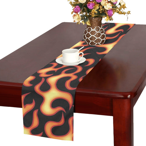 Fire flame dark pattern Table Runner