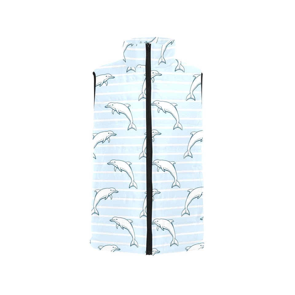 Dolphin blue striped background Women's Padded Vest