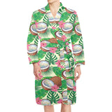 Coconut Pattern Print Design 01 Men's Long Sleeve Belted Night Robe