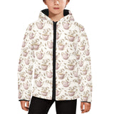 Tea pots Pattern Print Design 03 Kids' Boys' Girls' Padded Hooded Jacket