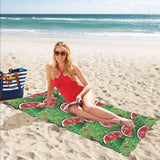 Watermelons tropical palm leaves pattern backgroun Beach Towel