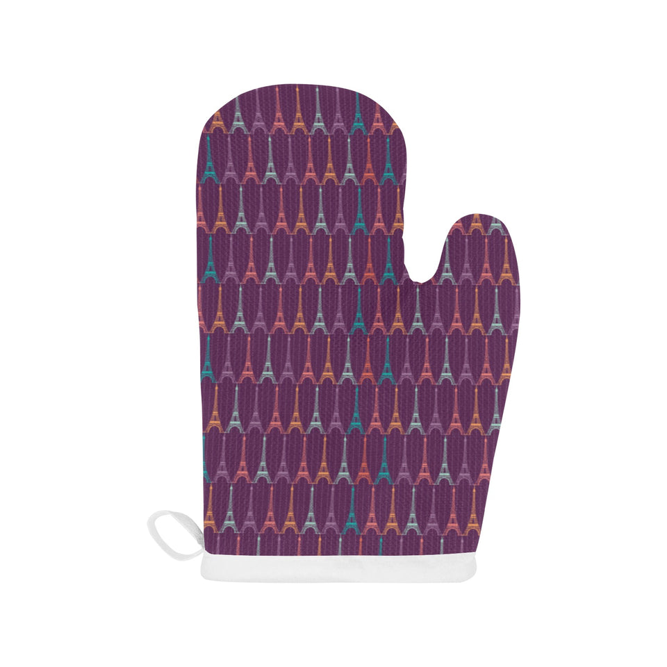 Eiffel Tower Pattern Print Design 05 Heat Resistant Oven Mitts