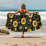 sunflower golden polygonal shapes Beach Towel