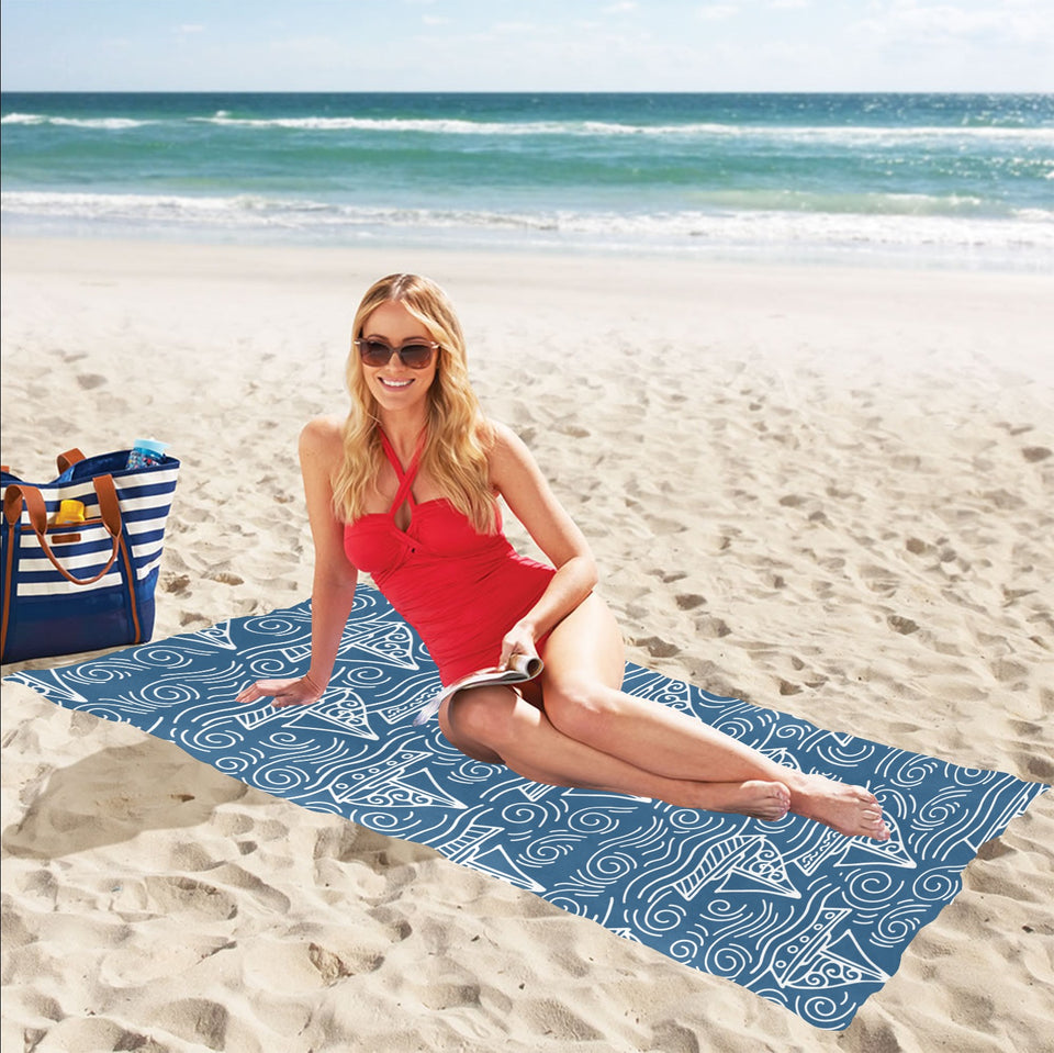 Hand drawn sailboat pattern Beach Towel