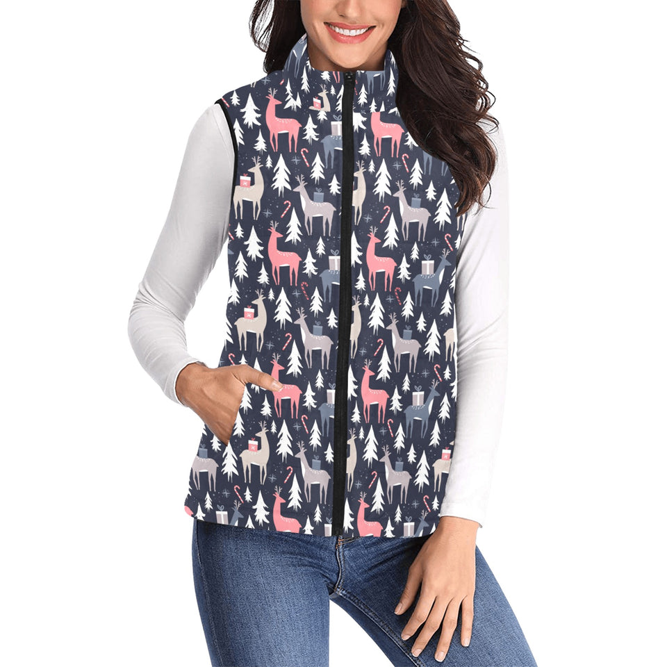 Deers Winter Christmas pattern Women's Padded Vest