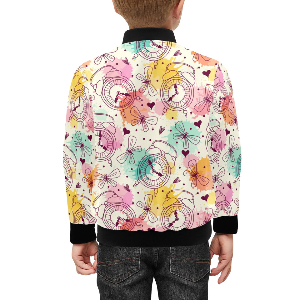 Clock butterfly pattern Kids' Boys' Girls' Bomber Jacket