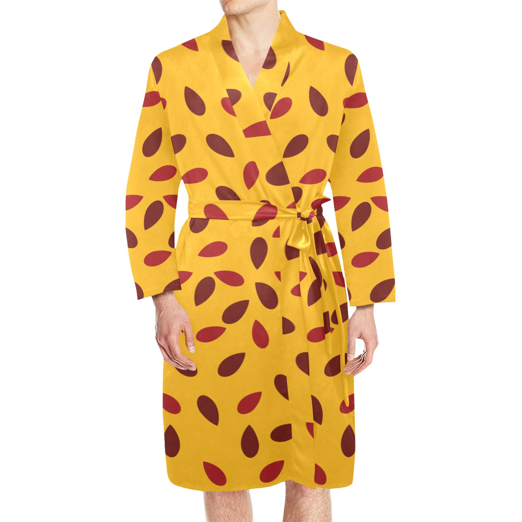 Passion fruit texture Men's Long Sleeve Belted Night Robe