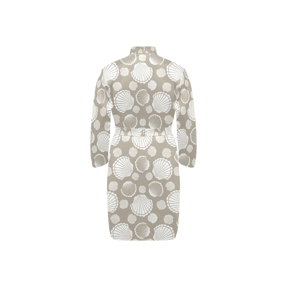 Scallop shell pattern Men's Long Sleeve Belted Night Robe